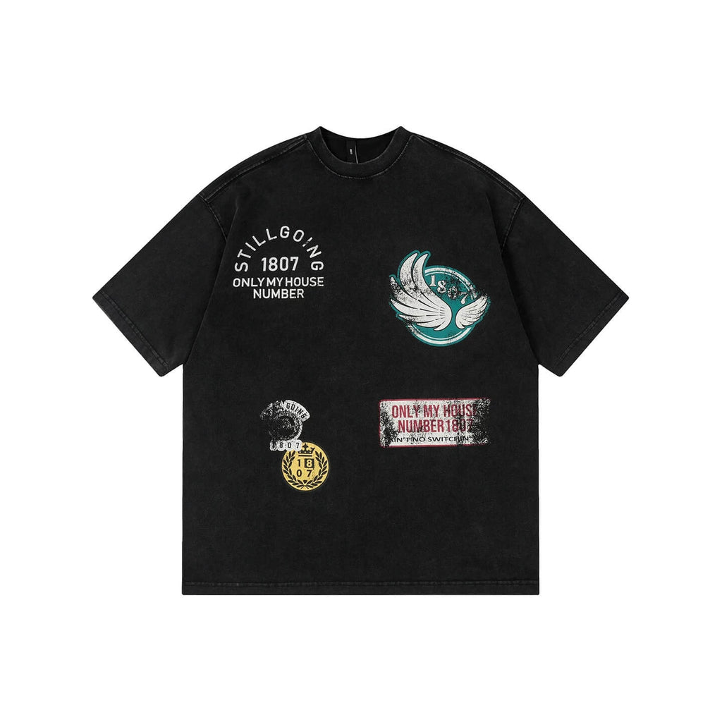 1807 Vintage Multi Print Washed Short Sleeve Tee