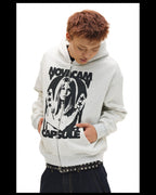 NOVACAM Vintage Print Zip Up Hoodie