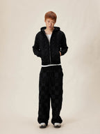 EVILKNIGHT(EK) Jacquard Logo Knit Zip Up Hoodie