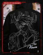 MEDM x EVA NEVER END Character Print Logo Embroidered Fur Hood Zip Up Hoodie
