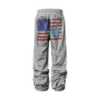 KARMANISTIC Distressed Flag Print Jogger Sweatpants