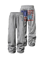 KARMANISTIC Distressed Flag Print Jogger Sweatpants