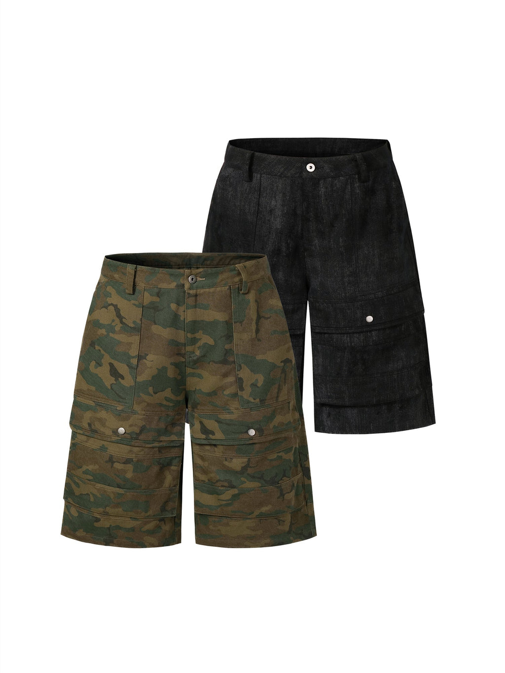 NOVACAM Camouflage & Black Baggy Work Cargo Shorts