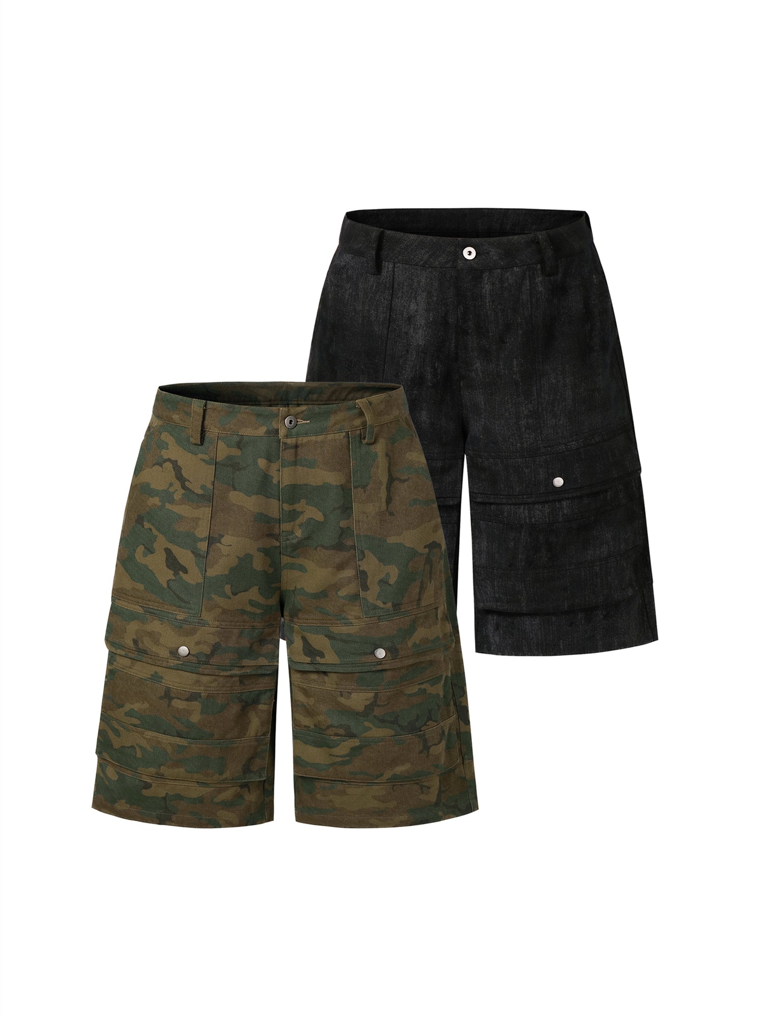 NOVACAM Camouflage & Black Baggy Work Cargo Shorts
