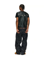ANTIDOTE Turquoise Studded Western PU Leather Biker Vest
