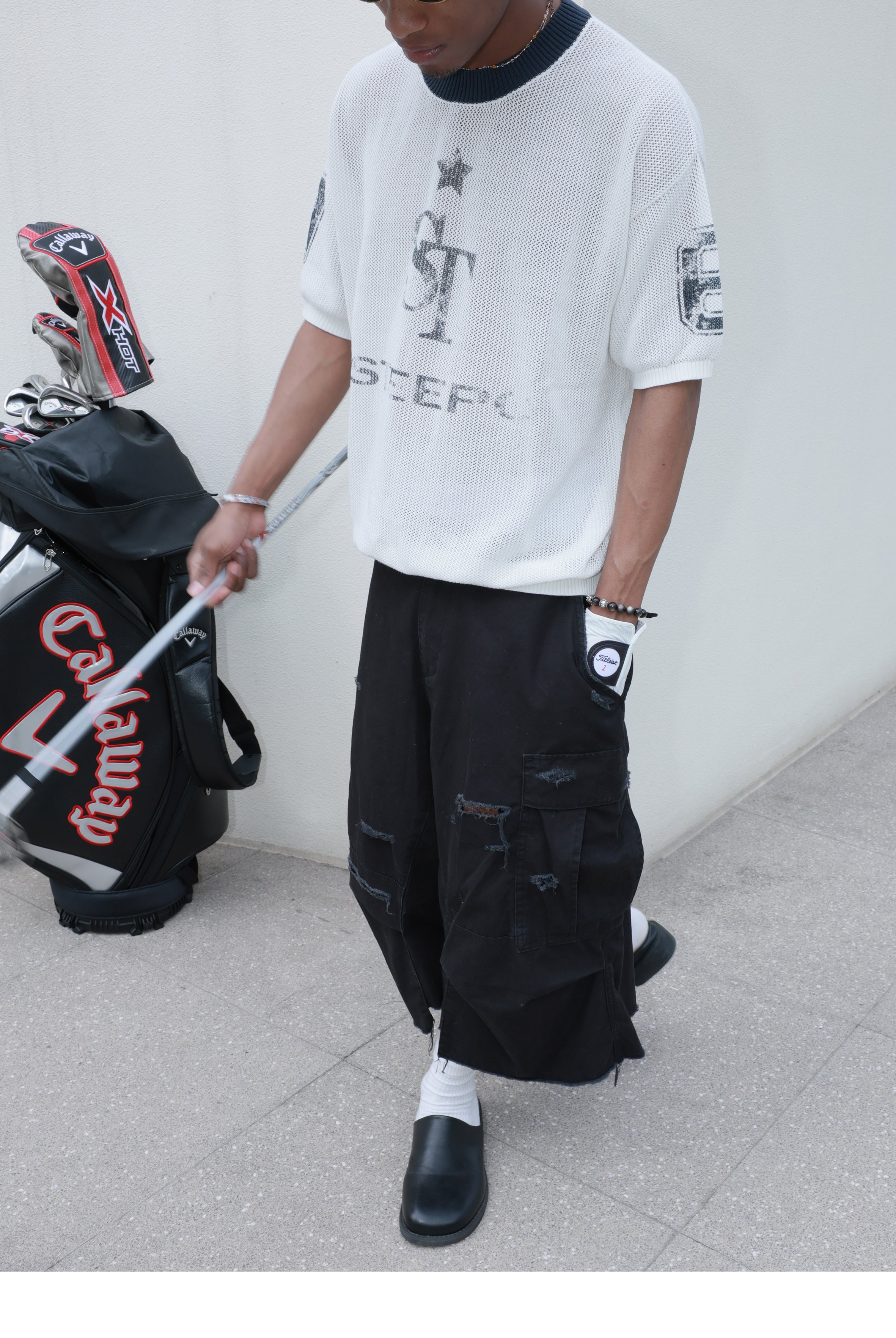 STEEPC Faded Print Mesh Knit Tee