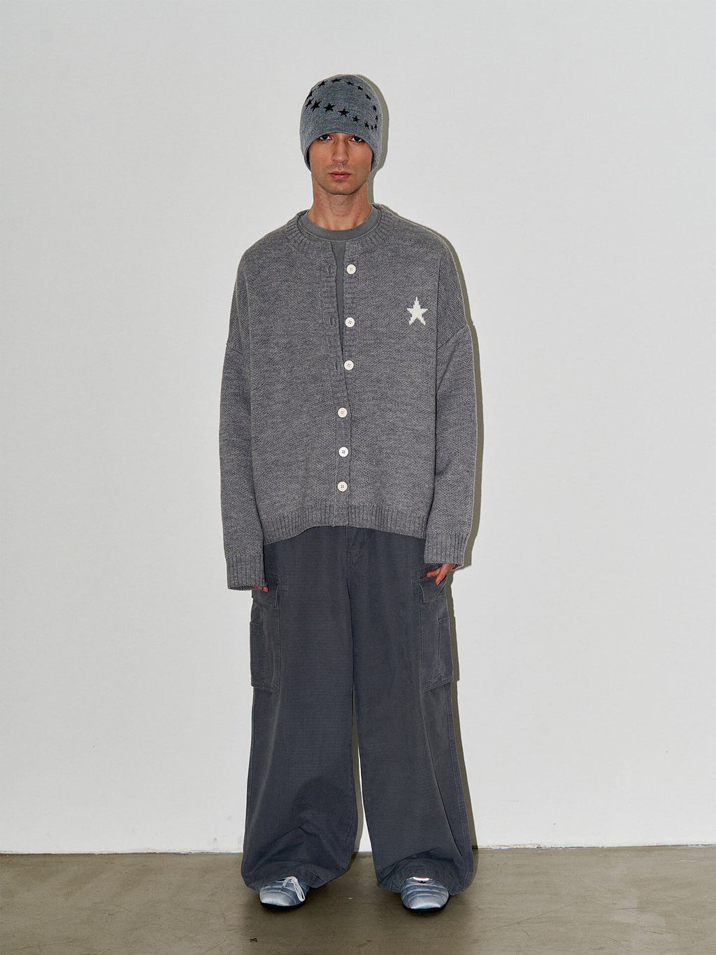 LIBERAFIT Star Jacquard Button Front Cowichan Cardigan