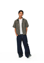 EVILKNIGHT(EK) Striped Plaid Reversible Short Sleeve Shirt