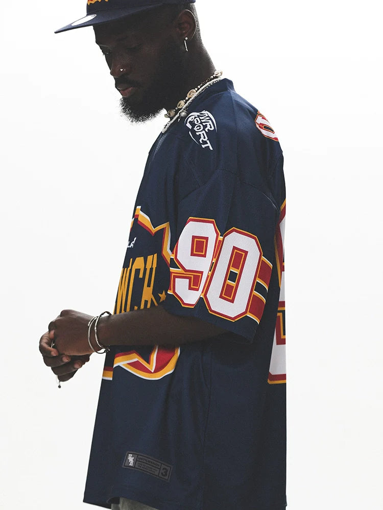 UNTILWERICH Vintage Graphic Mesh Hockey Jersey