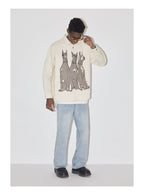 EMPTY REFERENCE Line Drawing Doberman Print Long Sleeved Shirt