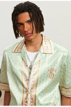 Small Town Kid 3D Digital Print Satin Cuban Shirt Set