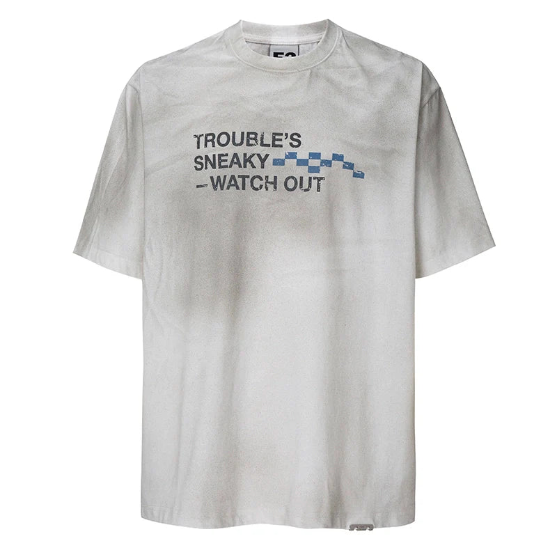 F2CE Aged Mud Dye Printed Slogan Tee