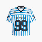 F3F Select Striped Mesh Star Print V Neck Short Sleeve Soccer Jersey