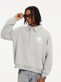 Small Town Kid Badge Embroidered Polo Sweatshirt