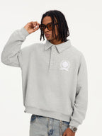 Small Town Kid Badge Embroidered Polo Sweatshirt