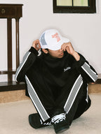 JUST VIBE Side Stripe Velvet Hoodie