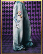 MEDM × JOJO Embroidered Print Washed Sweatpants
