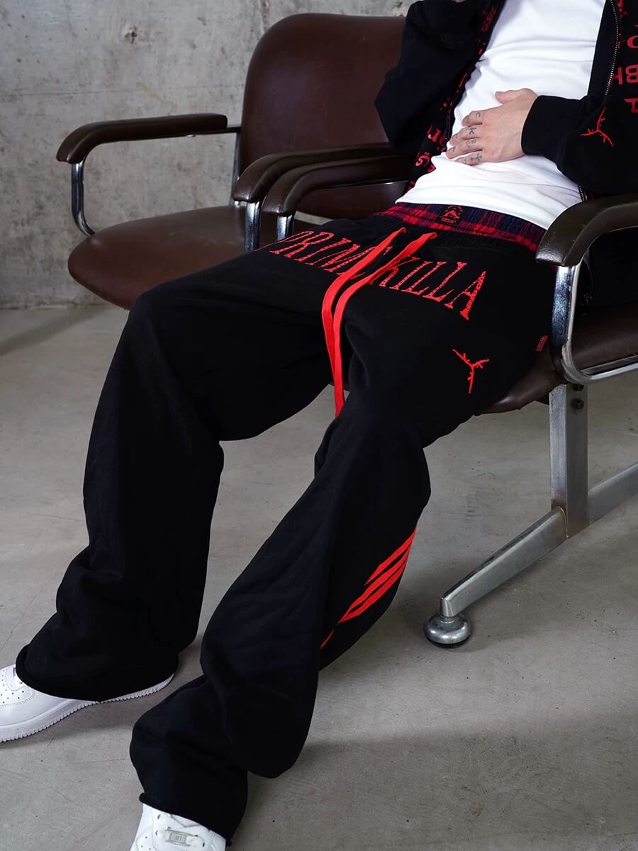 TGFCLUB PRIME KILLA Print Rhinestone Double Waist Sweatpants