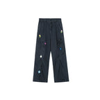 Achock Washed Multi Pocket Flower Embroidery Work Cargo Pants