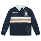MEDM Asymmetric Collar Stripes Long Sleeve Polo
