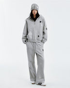 MEDM Cross Star Leather Patchwork Zip Up Hoodie