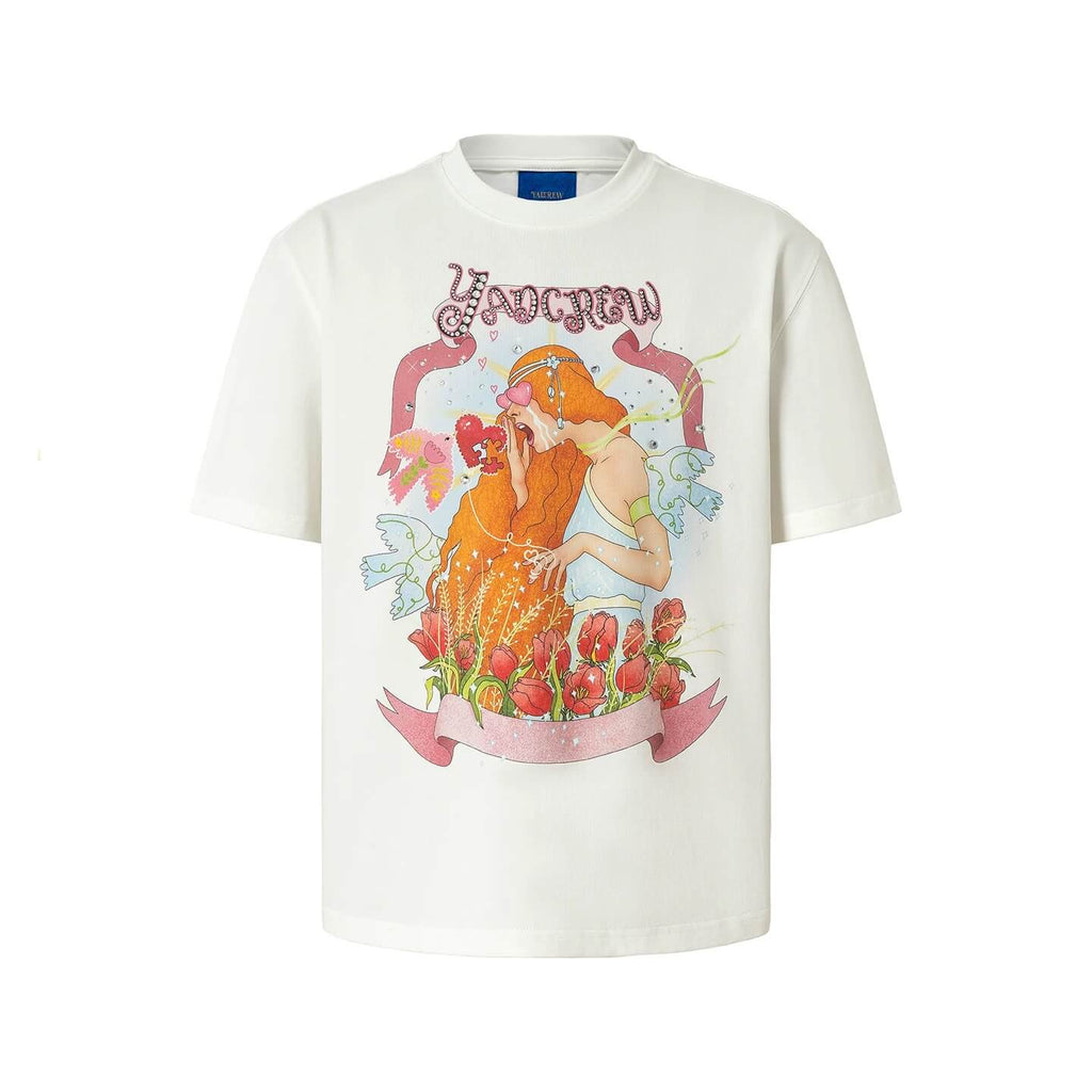 YADcrew Love Bird Print Rhinestone Tee