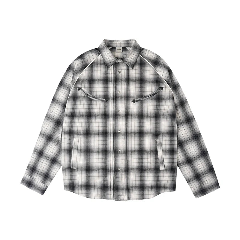 Labt Western Plaid Patch Embroidered Long Sleeve Shirt