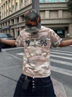 STEEPC Aged Desert Camo Pearl Embellished Print Tee
