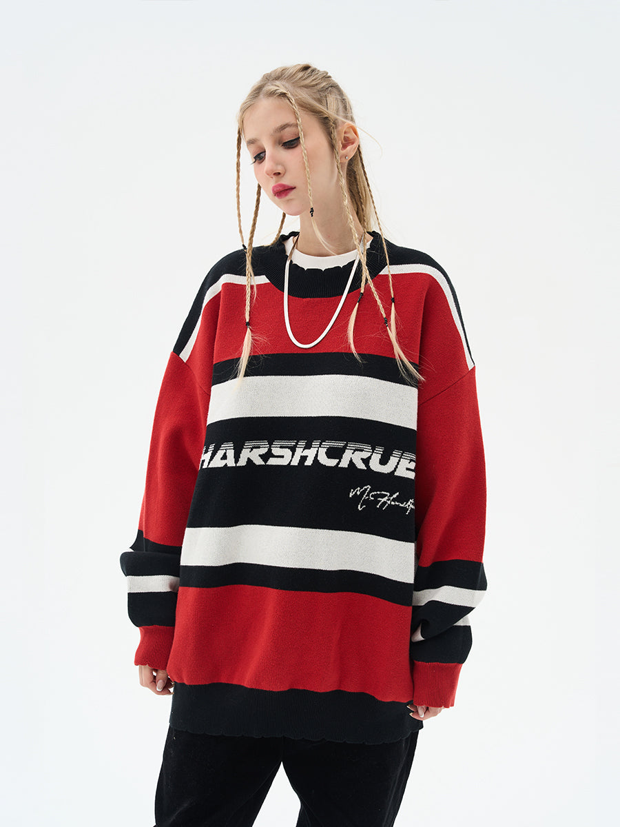 Harsh and Cruel Striped Logo Knit Sweater
