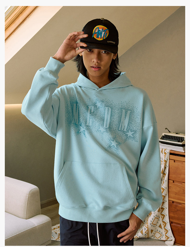 MEDM Rhinestone Star & Logo Hoodie
