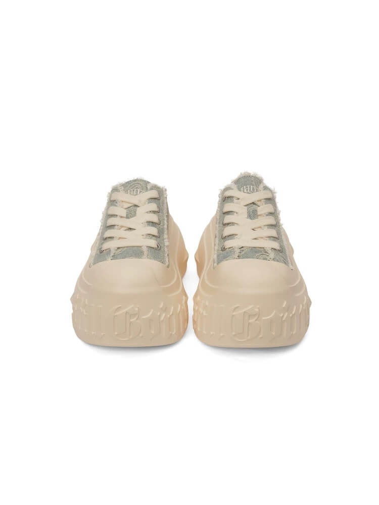 1807 INF-008 Gothic Lace Up Canvas Paisley Chunky Half Sneakers