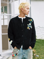 MEDM Floral Vine Embroidered Knit Cardigan