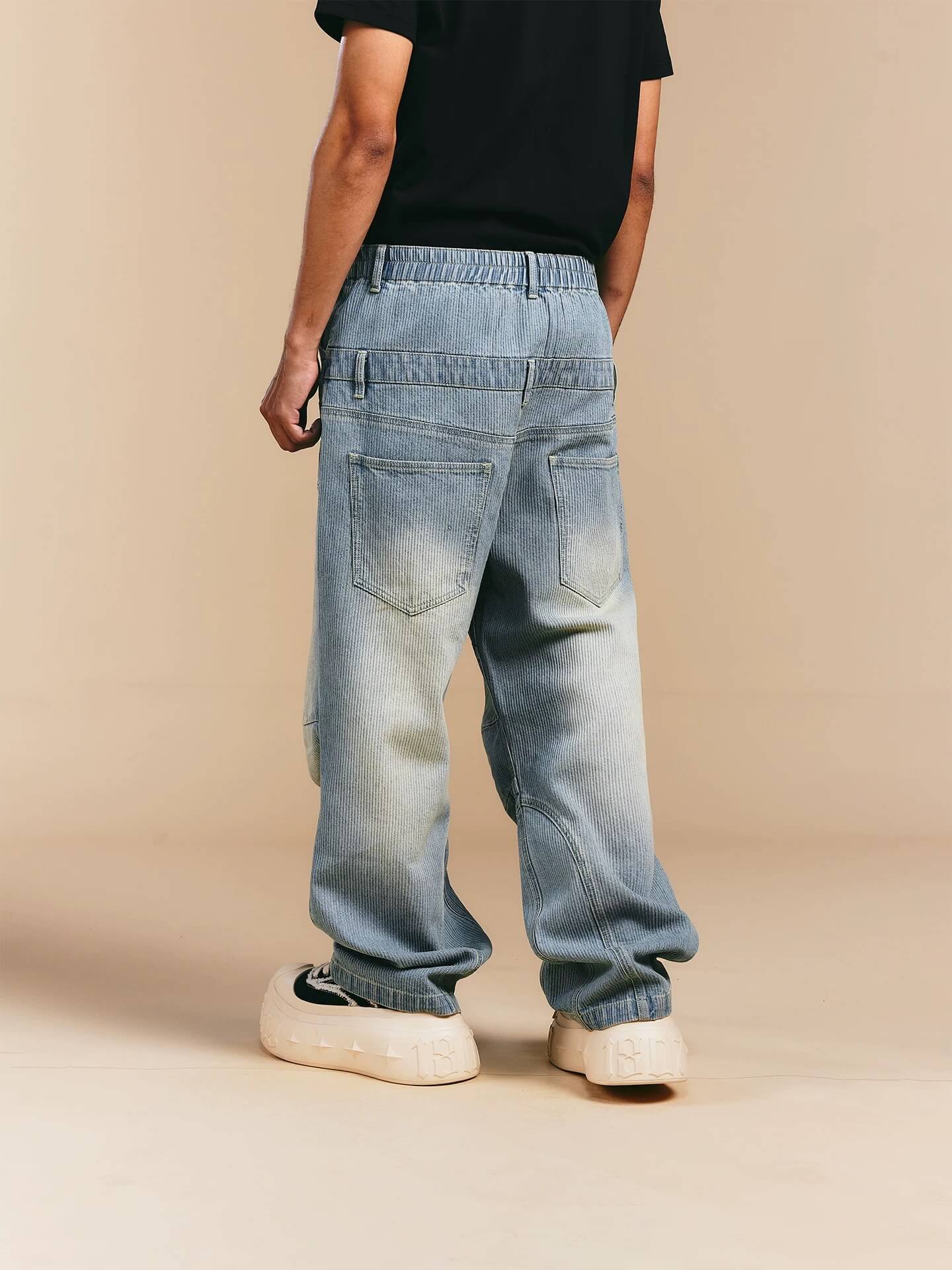 1807 Double Waist Deconstructed Washed Corduroy Jeans