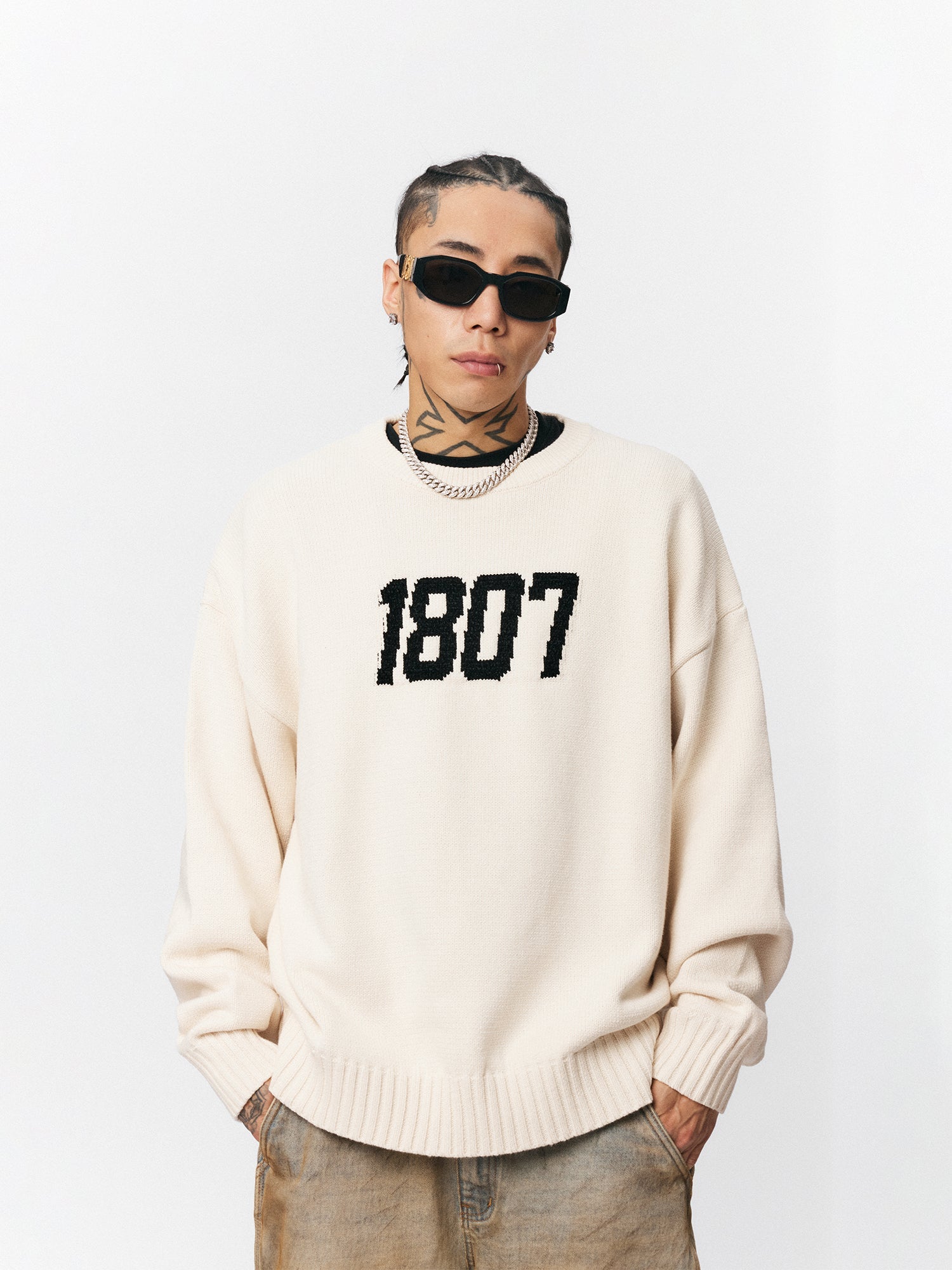 1807 Chenille Logo Jacquard Knit Sweater