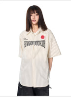 AFGK Striped Logo Print Short Sleeve Shirt