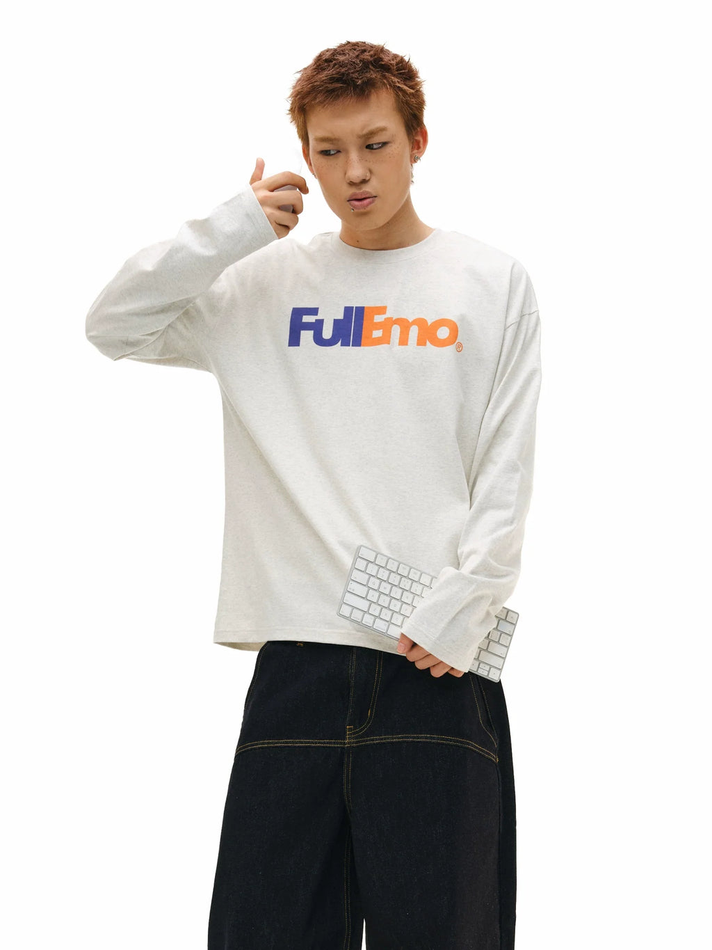 NOVACAM Vintage Playful Logo Long Sleeve Tee