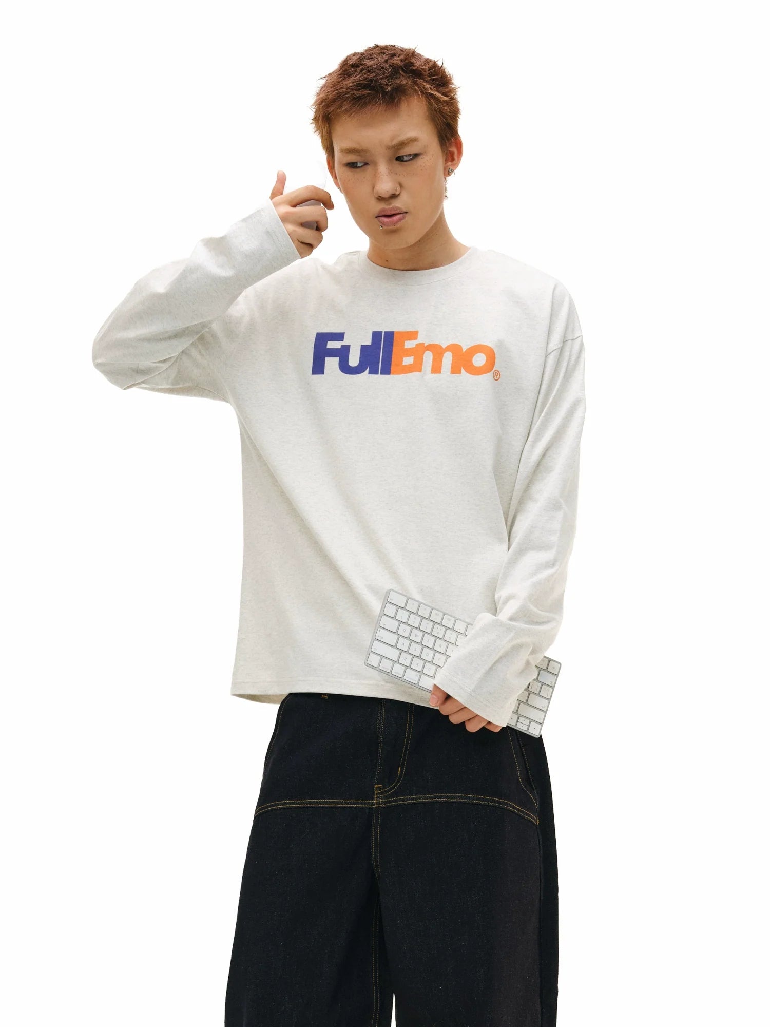NOVACAM Vintage Playful Logo Long Sleeve Tee