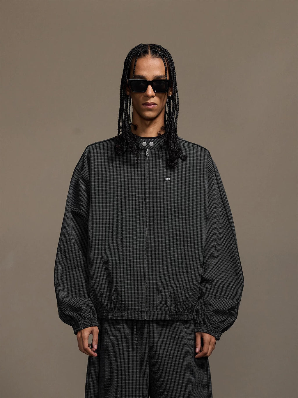 1807 Textured Plaid Track Jacket