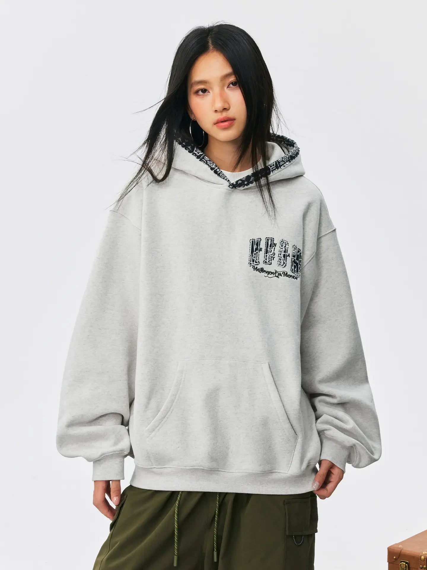 MEDM Ethnic Paisley Patch Embroidered Hoodie
