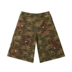 JHYQ Washed Camouflage Turquoise Studded Shorts