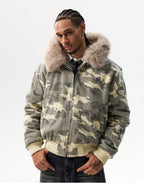 MEDM Detachable Fur Camouflage Hooded Jacket