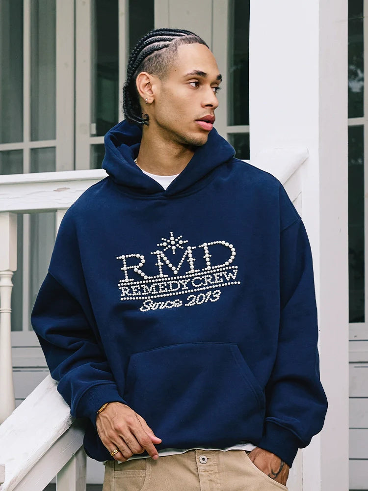Remedy RMD Pearl Letter Embroidered Hoodie