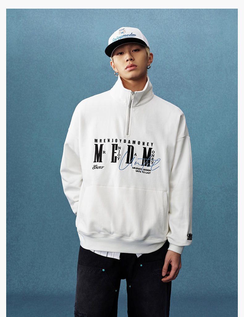 MEDM Half-Zip Logo Embroidered Sweatshirt