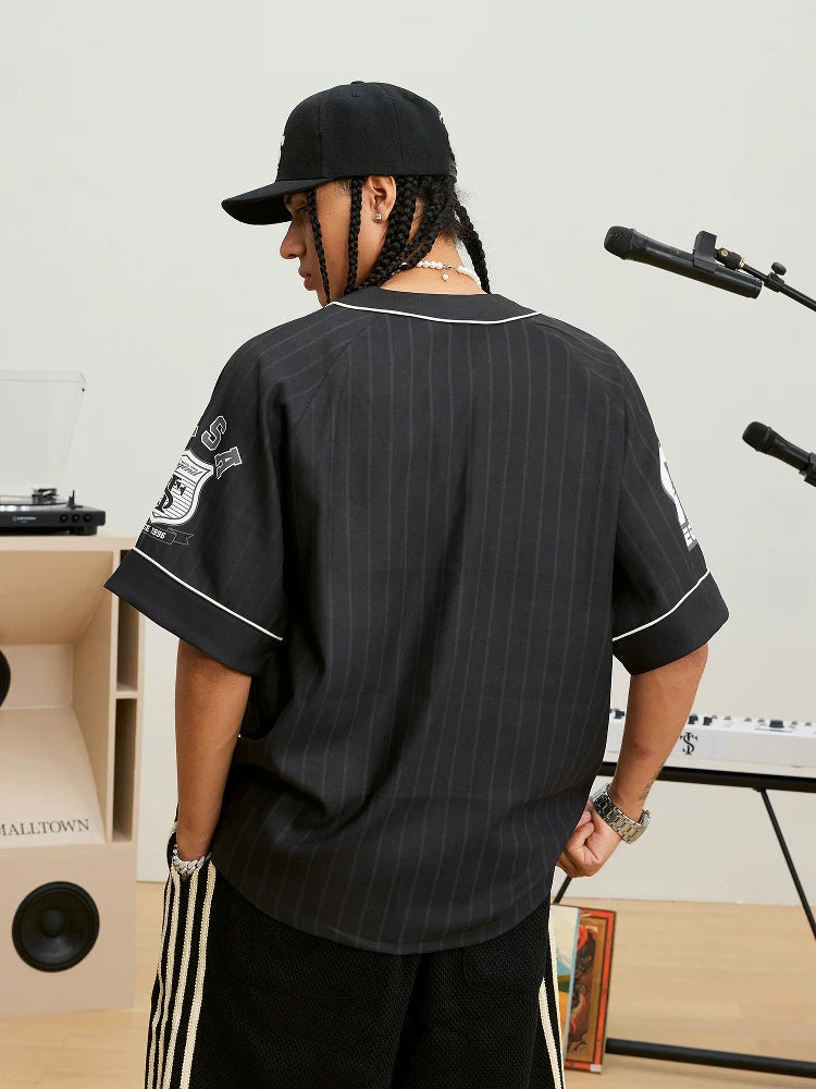 Small Town Kid Striped Baseball Shirt