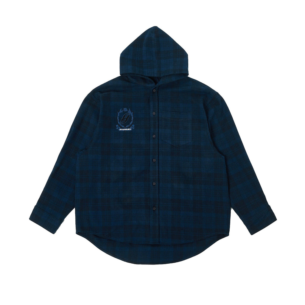 JHYQ Work Plaid Embroidery Hooded Shirt Jacket