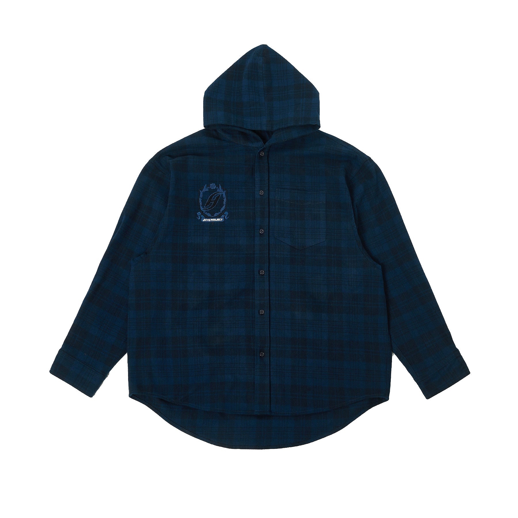 JHYQ Work Plaid Embroidery Hooded Shirt Jacket