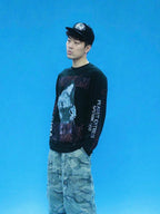 EVETS Vintage Rock Music Graphic Long Sleeve Tee
