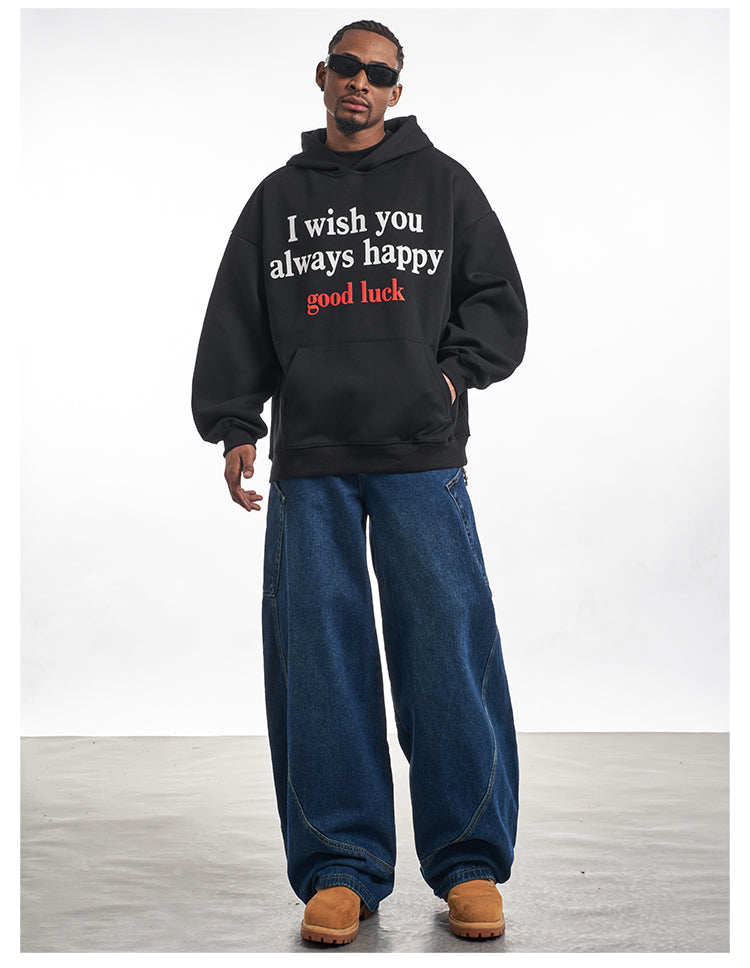 F3F Select Good Luck Printed Letter Hoodie