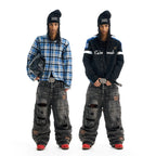 BLIND NO PLAN Reversible Plaid Long Sleeve Shirt Jacket