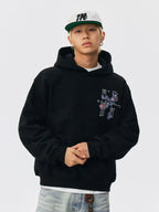 MEDM Ethnic Paisley Flower Embroidered Hoodie